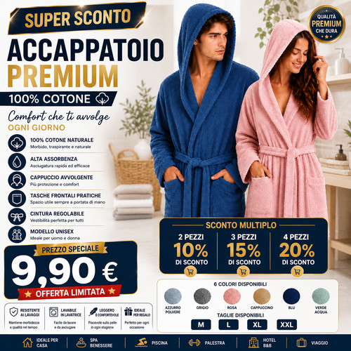 Accappatoio 100 cotone uomo - accappatoio, 100%