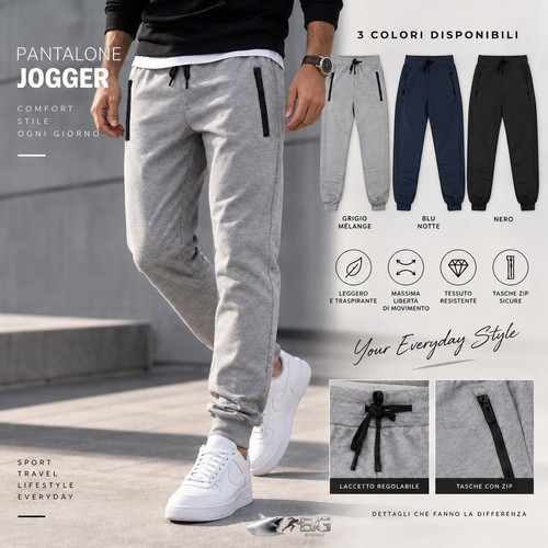 Pantaloni jogger uomo black - pantaloni,