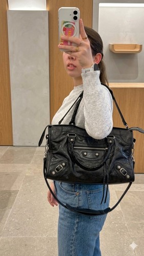 Borsa mano pelle nera - mano, in